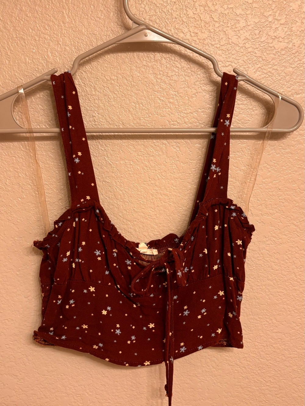 LA Hearts cropped ribbed tank with floral print